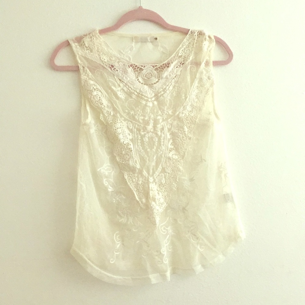 Cream embroidered top